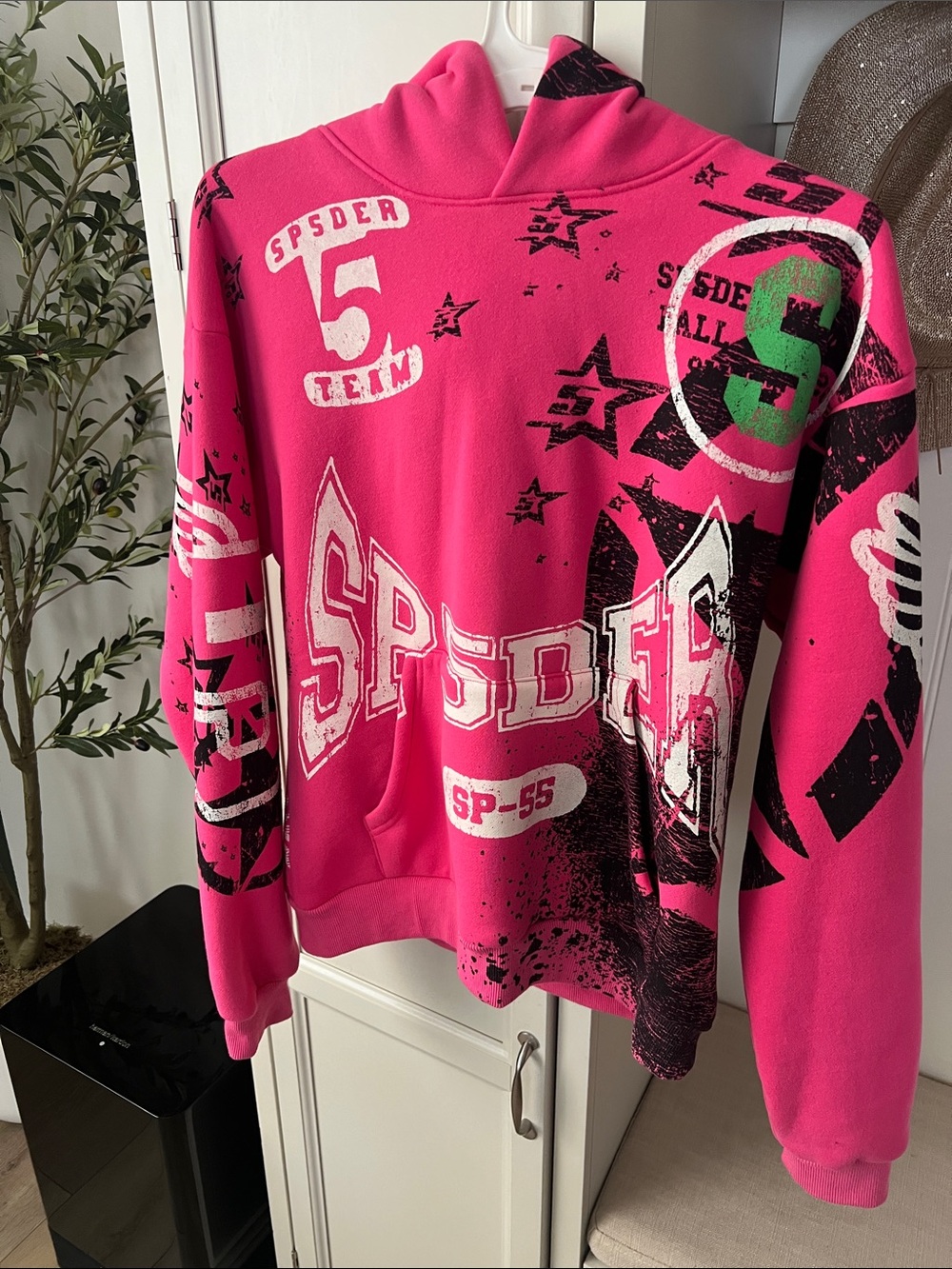 Bright Hot Pink Graphic Crewneck Pullover